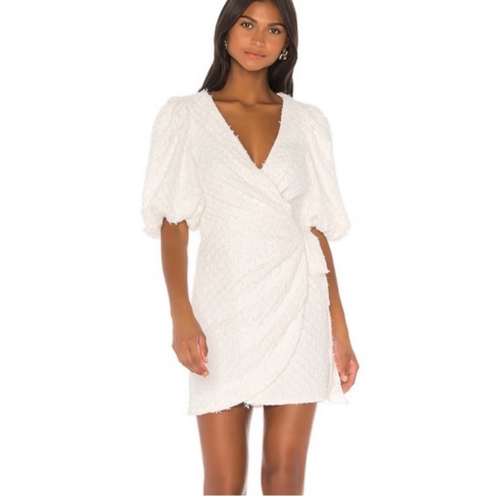 LPA Kathy White Wrap Mini Dress
